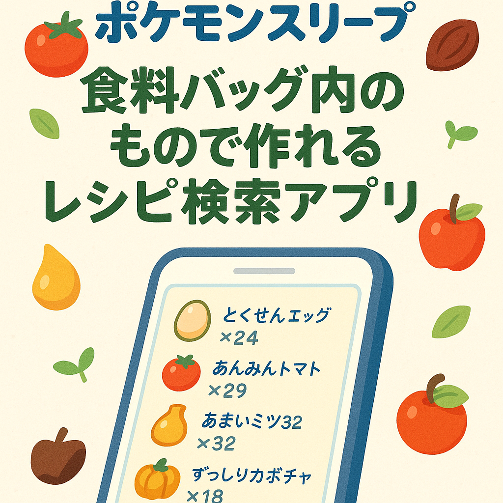 ポケモンスリープ 食材から作れるレシピ判定アプリ